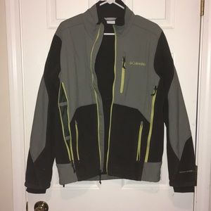 M grey and lime green jacket